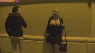This Breasty Aged Woman Goes Out on the Street with Her Bazookas Out Looking for Youthful Dudes to Bang