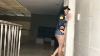 Large butt trans cop arrests 25cm BBC who was stealing a safe. This chab bangs her until that babe's done