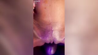 Taut black tiny snatch soaked and squirting