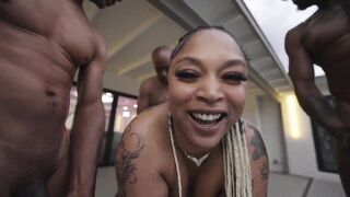 Hot Bitch has BBC Gang Screw and Blow Fuck