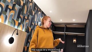 Wrong Couch Morning with Redhead Step Mama - Massive Bazookas Mistake Gets Wild Screw in Shared Daybed on Vacation