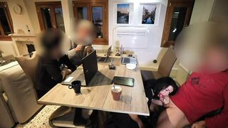 PUBLIC BIZARRE! HAWT DONG MADE TO CUM BENEATH THE TABLE