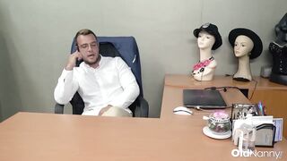 OldNanny - Glasses-Wearing mother I'd like to fuck In Nylons Gets Pounded Hard On Office Desk