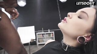 Deepthroat Until This babe Gags... Tattooed Brunette hair Drooling All Over His BBC
