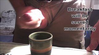 This babe drinks coffee with cum for breakfast