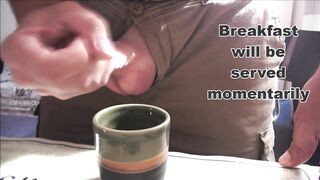 This babe drinks coffee with cum for breakfast