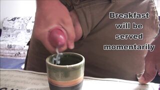 This babe drinks coffee with cum for breakfast