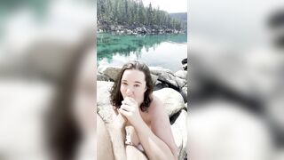 I love sucking on a public beach POV