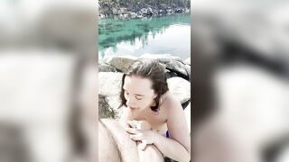 I love sucking on a public beach POV