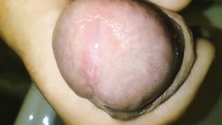 Close up dong and spunk flow for u with slow motion