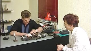 Redhead gilf fingered and drilled in the office