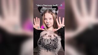Large boobs bounce as that babe teases with tongue ?