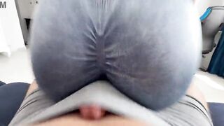 Humping my round booty on stepbrother's shlong until that guy cum on my leggings