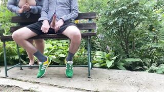 A helping hand from a breasty stepmom outdoors