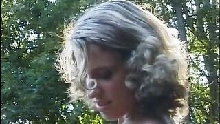 Golden-haired serf fastened up in a street and abased with a sex toy