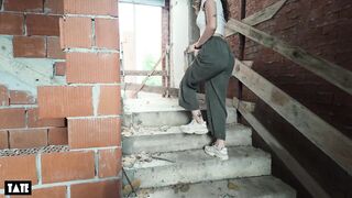 urbex date turns into sneaky public sex with hawt brunette hair
