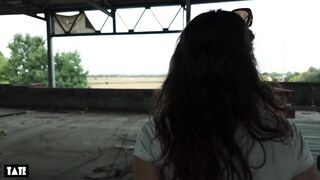 urbex date turns into sneaky public sex with hawt brunette hair