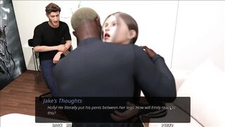 Emily Jerking Large Ebony Knob Infront Of Her Cuckold Husabnd In Abode