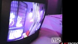 Kitt Jones masturbates in front of old VHS cameras