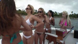 Mad lesbo fuckfest in a yacht