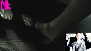 Driving in Grey Pattent Pumps on My Hosed Feet