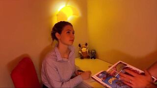 Teasing Student Ends Lesson Screw Doggy position Cunt and Mouthful