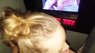 Cute Girlfriend Nervous at Gloryhole Gets Filled