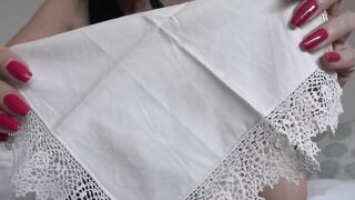 We Smell White Antique Cloth Handkerchiefs - Lady Victoria Valente