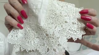 We Smell White Antique Cloth Handkerchiefs - Lady Victoria Valente