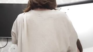 In front of the mirror: unfathomable mouth plug, which makes her even greater quantity slutty