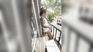 peeing on the balcony?