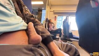 A stranger beauty jerked off and sucked me in the educate in public