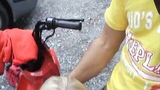 European teen picked up and drilled on the side of the road