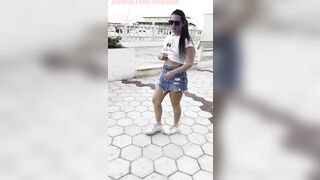 exhibitionism?I show my tiny titties on the beach