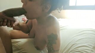 Black Sucking On A MASSIVE CORPULENT THICK BROWN PENIS Amateur Deepthroating Blow job HOMEMADE