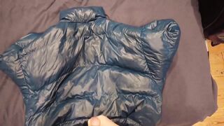 Wanking and Cumming on my Shiny Blue Puffer Jacket