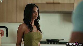 Breasty teen stepdaughter Jazmin Ebony provokes stepdad into sex