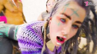 Tattooed Three-some with ATM, Ata & Large Ejaculation