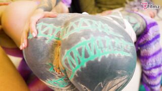 Tattooed Three-some with ATM, Ata & Large Ejaculation