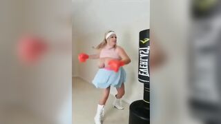 Boxing Topless and Punching My Breasts! Would U Like to Fight Me?