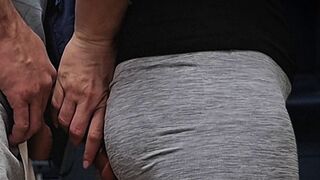 Public Bus Tugjob Stranger Cum Raw, risky, and banging hawt! That babe strokes his thick jock, teasing him until this chab explodes in public transport