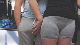 Public Bus Tugjob Stranger Cum Raw, risky, and banging hawt! That babe strokes his thick jock, teasing him until this chab explodes in public transport