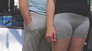 Public Bus Tugjob Stranger Cum Raw, risky, and banging hawt! That babe strokes his thick jock, teasing him until this chab explodes in public transport