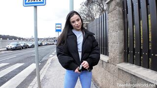 Cameraman Pleases a Wet Brunette hair