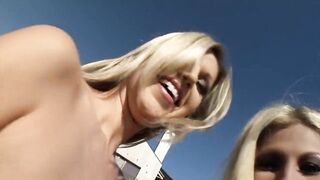 Clara G and Carol are 2 blondes who masturbate with a sex toy inserted in DP