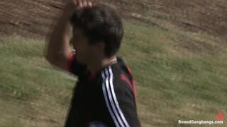 The soccer fan:1st team fuck, double penetration, double anal, double vag, triple pen