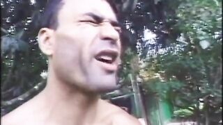 Trans woman anal permeated in the garden