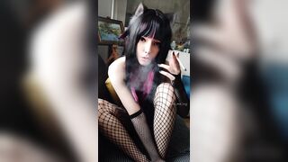 Succubus Honey smokin' in fishnets(full vid on my 0nlyfans/ManyVids)