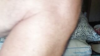 close up of butt action with glass sextoy sliding