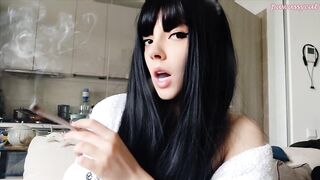 Rock Hottie Smokin' in bathrobe (full vid on my 0nlyfans/ManyVids)